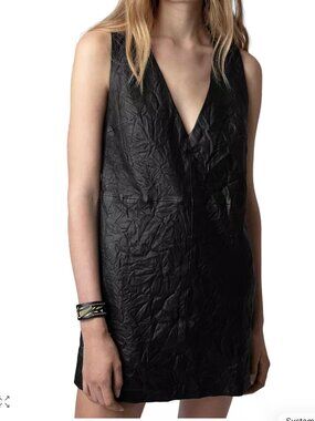 Zadig & Voltaire Authentic Rasha Leather Dress, Black, Size XS, NTW Retail $898